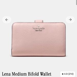 NWT: Kate Spade Lena Medium Bifold Wallet - Tutu Pink